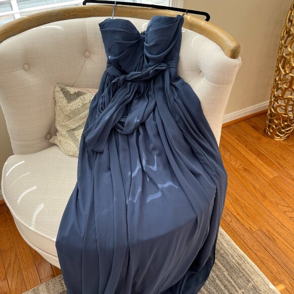 Birdy Grey Grace Convertible Dress Chiffon Slate Blue Size Small - Picture 4 of 4